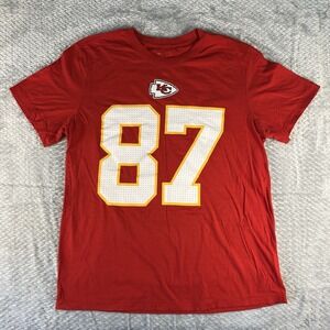 Nike Travis Kelce Kansas City Chiefs 87 Name Number T Shirt Mens Large Red NFL
